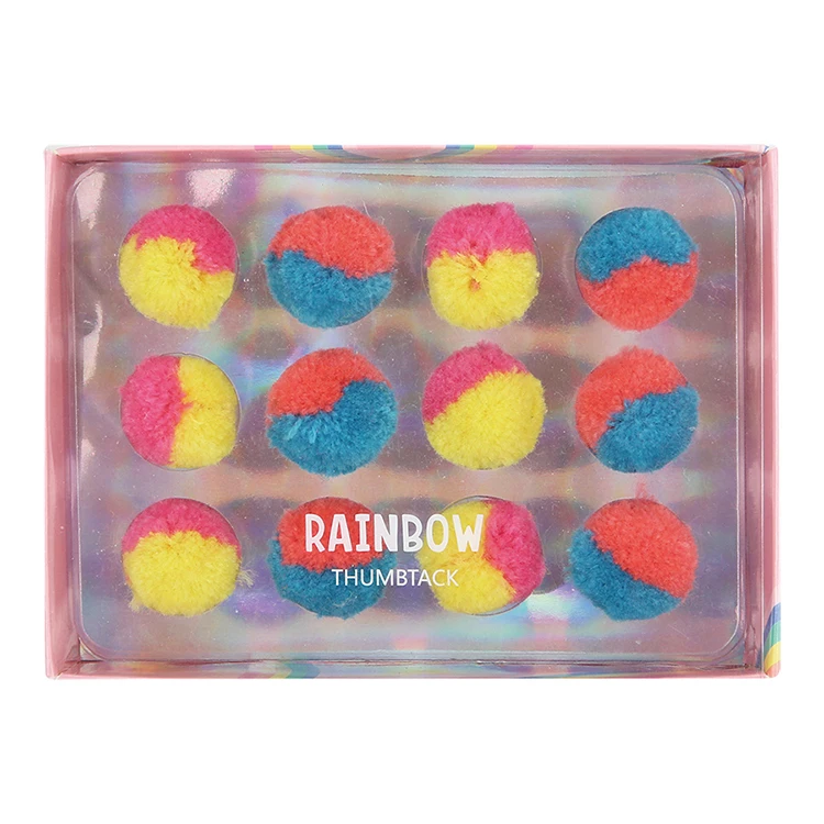 Заводская поставка, зажимы для бумаги Pom, низкая цена, разноцветные пушистые шарики, декоративные цветные булавки