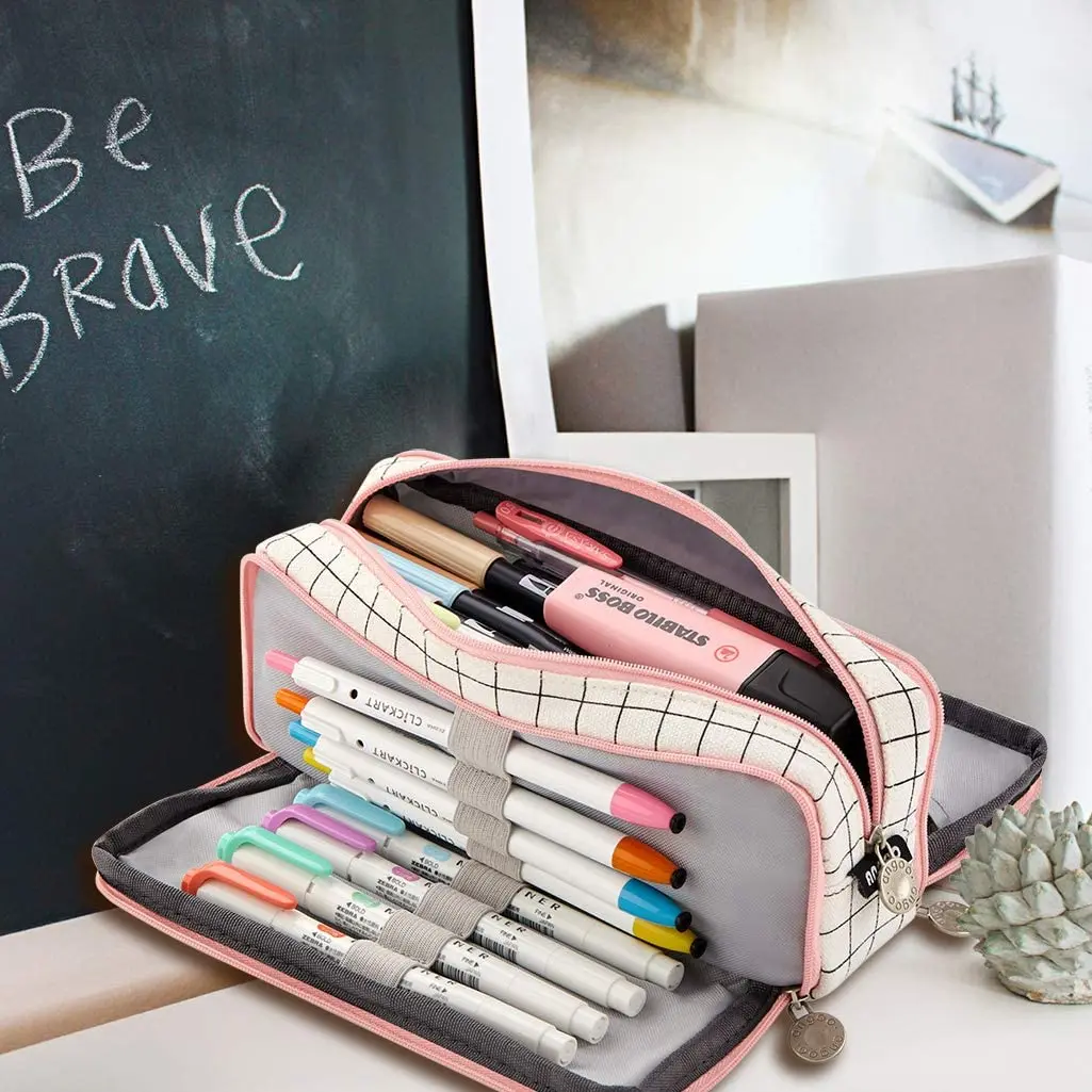 Pencil Case Big Capacity Pen Marker Holder Pouch Box Makeup Bag Oxford Cloth Large Storage Stationery Organizer with Zipper for
