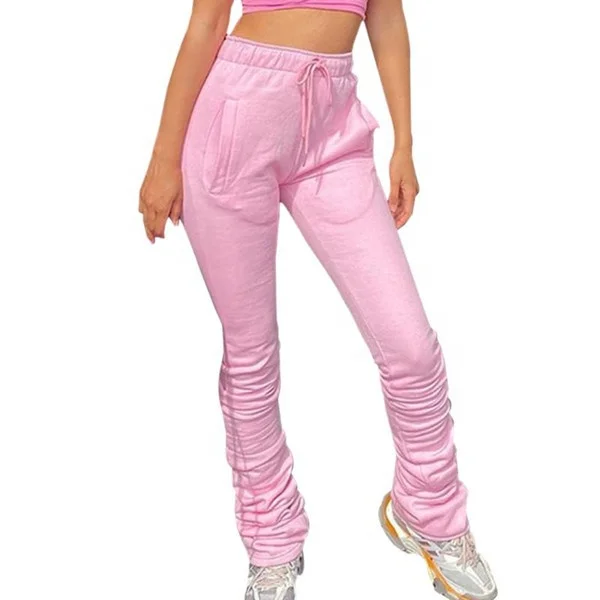 Casual Trousers Women Cotton Letter Print Autumn Elastic High Waist Trousers Cargo Pants 2020 Sporting Streetwear Pant