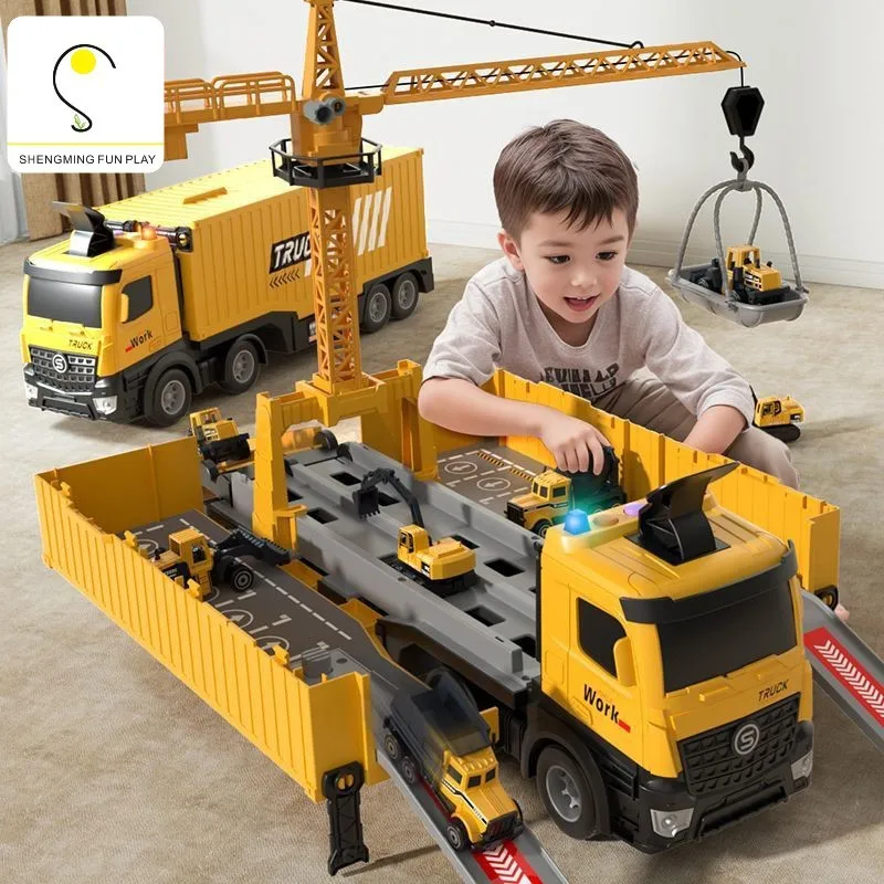 Супер большой детский контейнеровоз инженерный экскаватор игрушечный грузовик набор из сплава для мальчиков