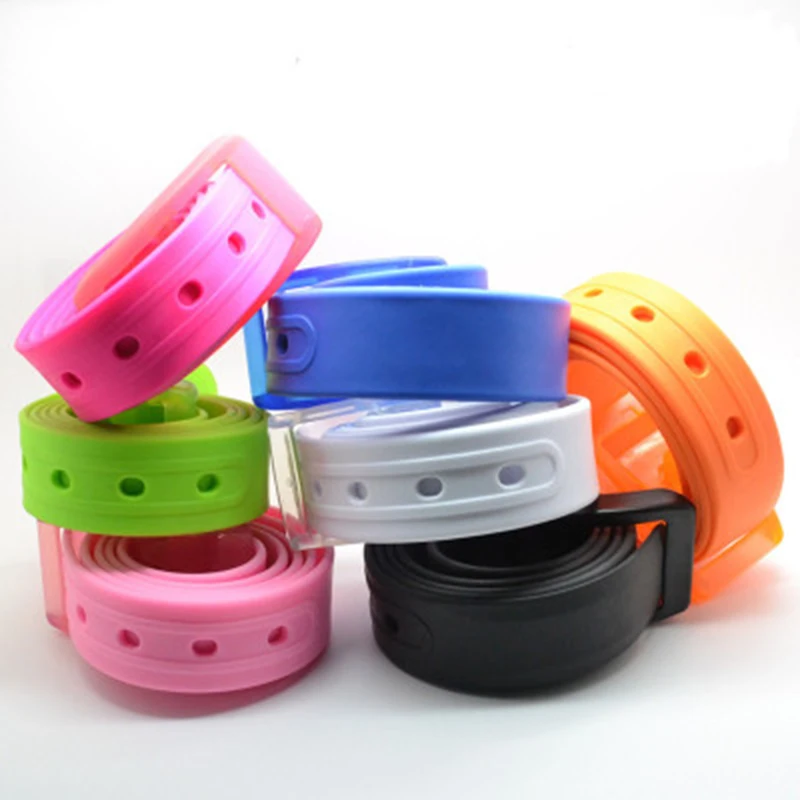 Eco-Friendly Plastic Silicone Rubber Belt Korean Style Smooth Buckle For Women Men Unisex Candy Colors 5 Color New