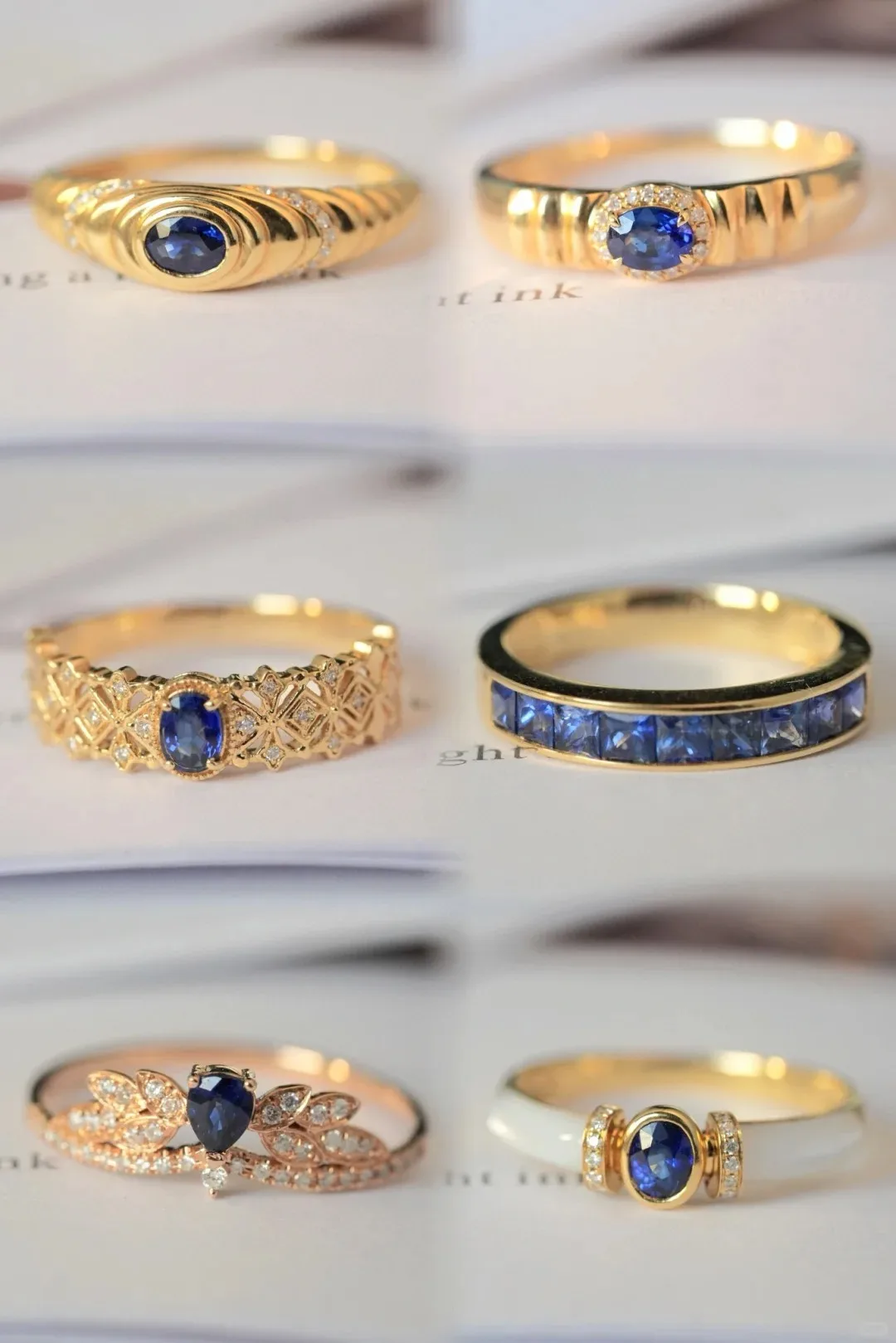 Hailer Customized unique 14k gold royal blue lab sapphire with lab diamonds engagement rings for women