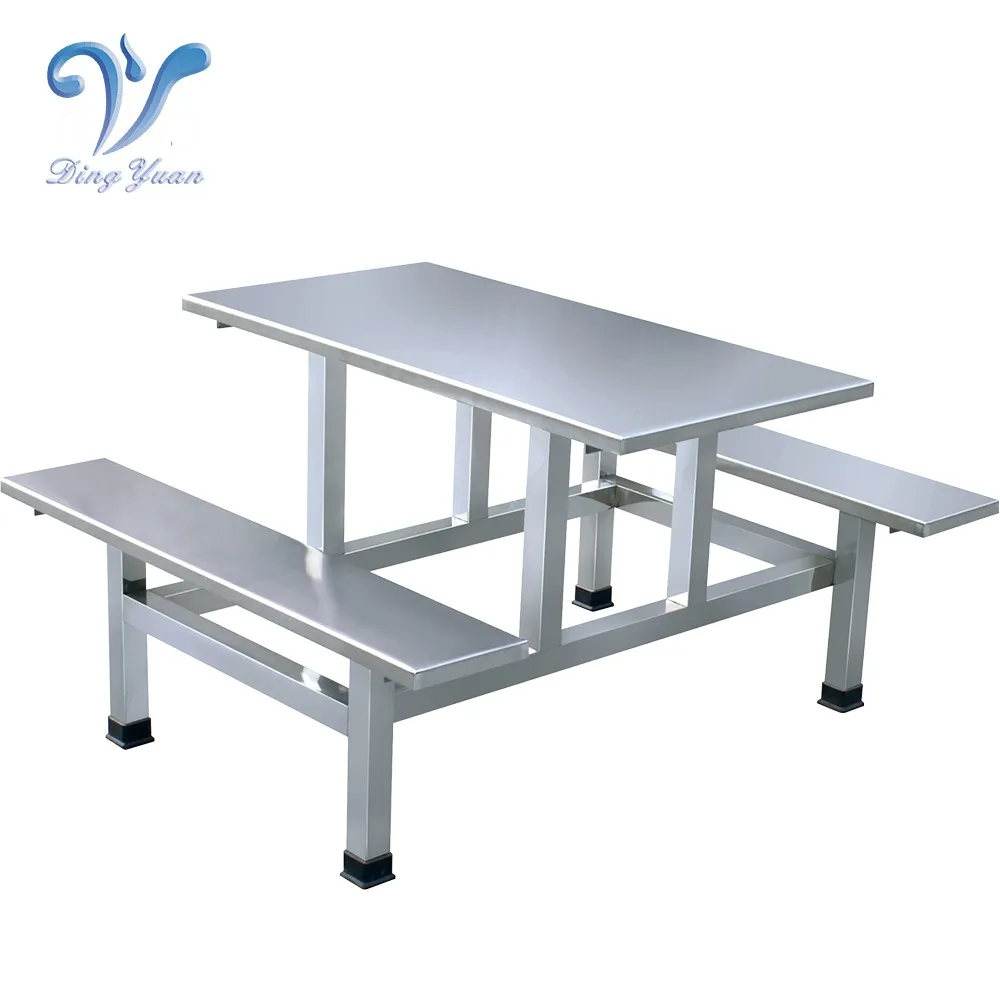 Wholesale Stainless Steel  Fast Food Table with Chair for Restaurant  4 people/ 6 people/ 8 people