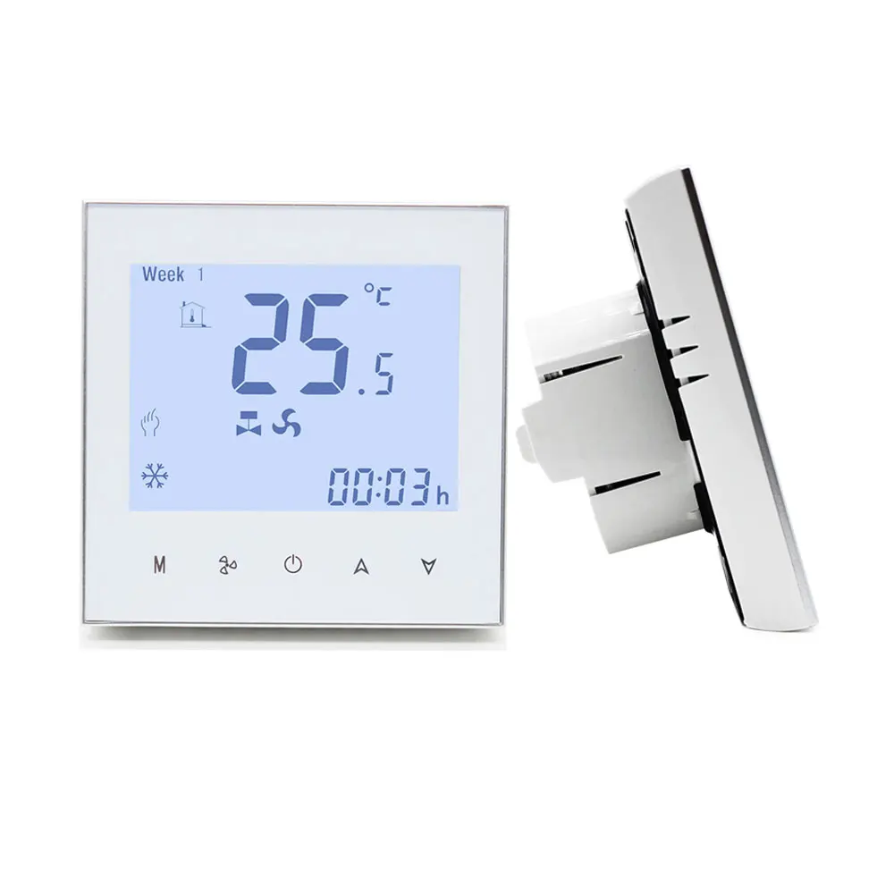 HVAC WF01 2Pipe 4Pipe Temperature Controller Wifi Tuya Smart House 3 Speed Fan Coil Thermostat