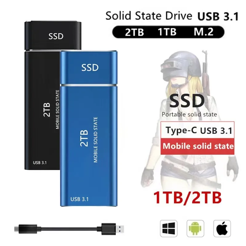 Внешний жесткий диск M2 Type-c, 1 ТБ Ssd Nvme 128 128 ГБ 256 ГБ 512 ГБ ТБ ssd Mini ssdusb3.1 Type-c 2 ТБ