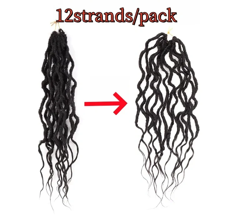 thetiFaux Locs Crochet Hair Curly New Goddess Locs Wavy Braiding Hair Pre-Looped Dreadlocks Sync Braids Extensions For Women