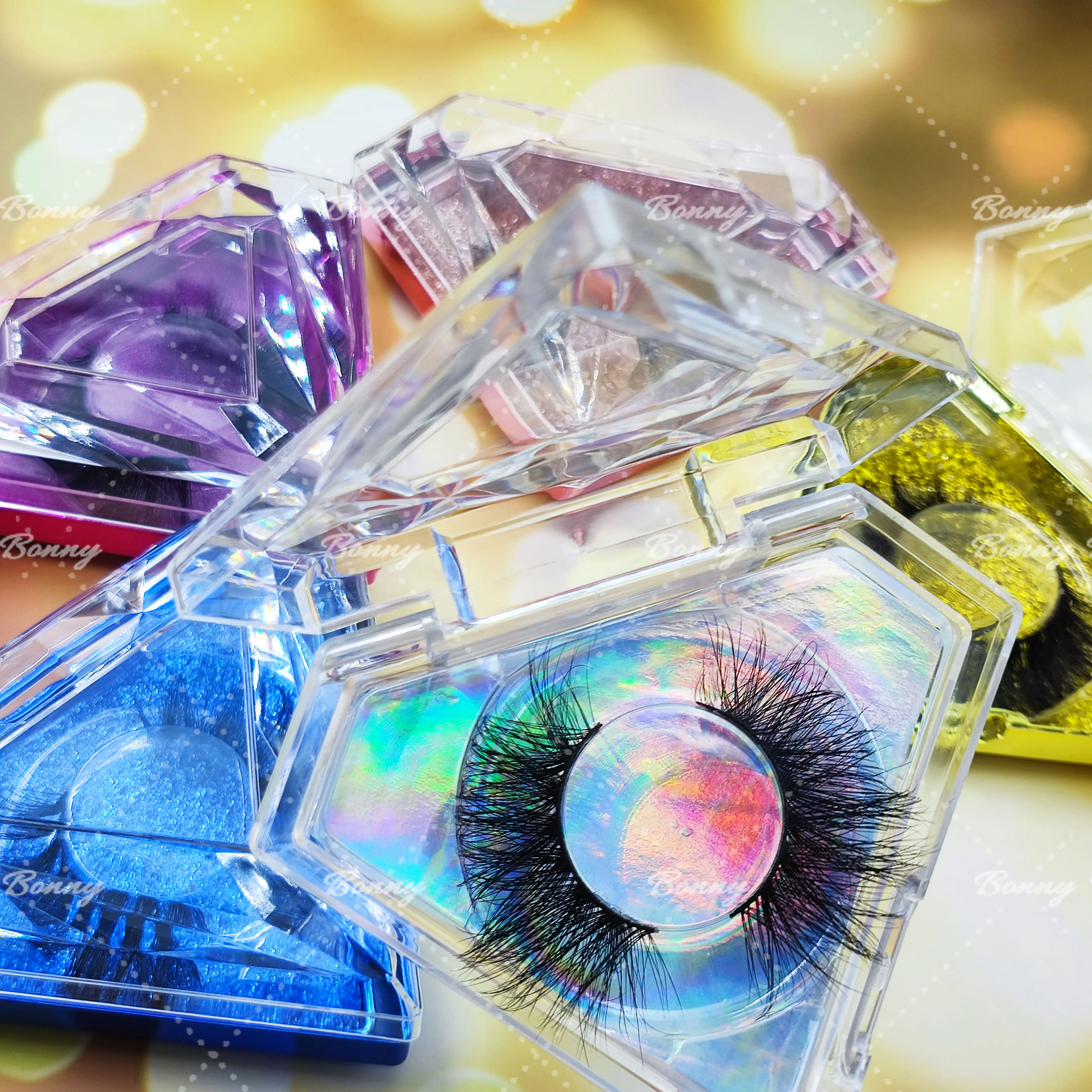 Оптовая продажа, коробки для ресниц с частным брендом, 3d футляры для ресниц из норки, упаковка для ресниц с бриллиантами на заказ