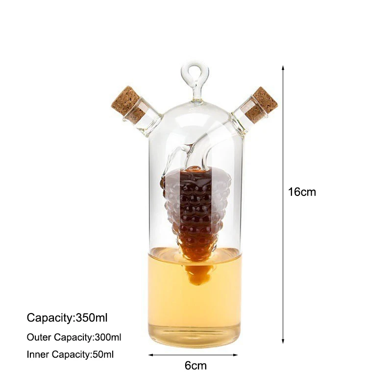 Oil and Vinegar Dispenser Set 2 In 1 Double Layer Glass Olive Oil Bottle with Cork Stoppers