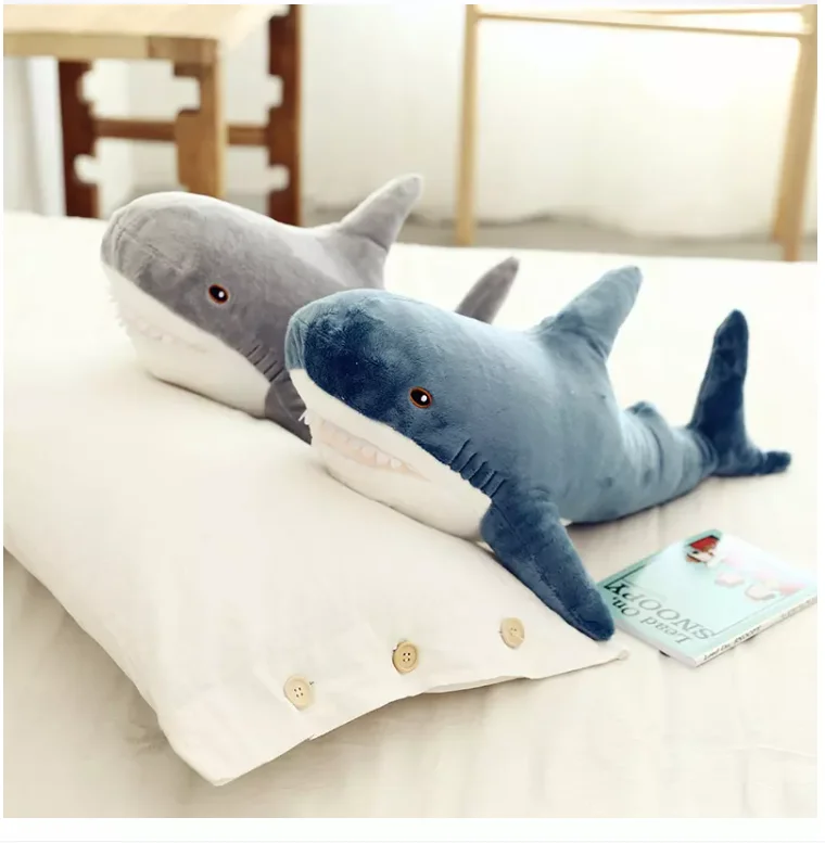 Hot sale personalized cute blue shark plush toy for children pillow shark plush stuffed toy