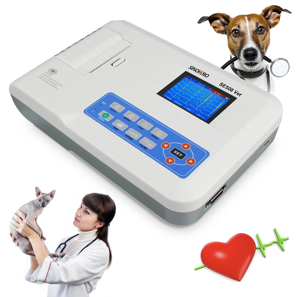 Hot Sale Medical Electrocardiogram 12 Leads 3 Channel Veterinary Digital Portable Ecg Ekg Cardiograph Machine