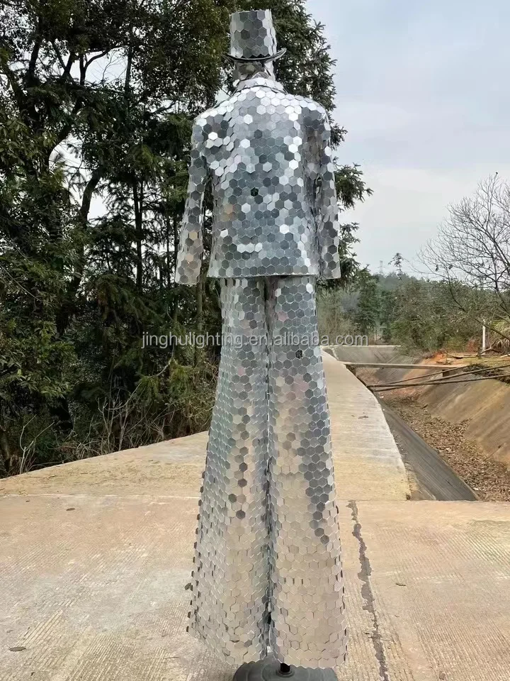 Mirror Stilts Costume MirrorS parade Costume DJ Club Party Nightclub Stage Dancer Wear Mirror Reflective Suit Clothing costumes