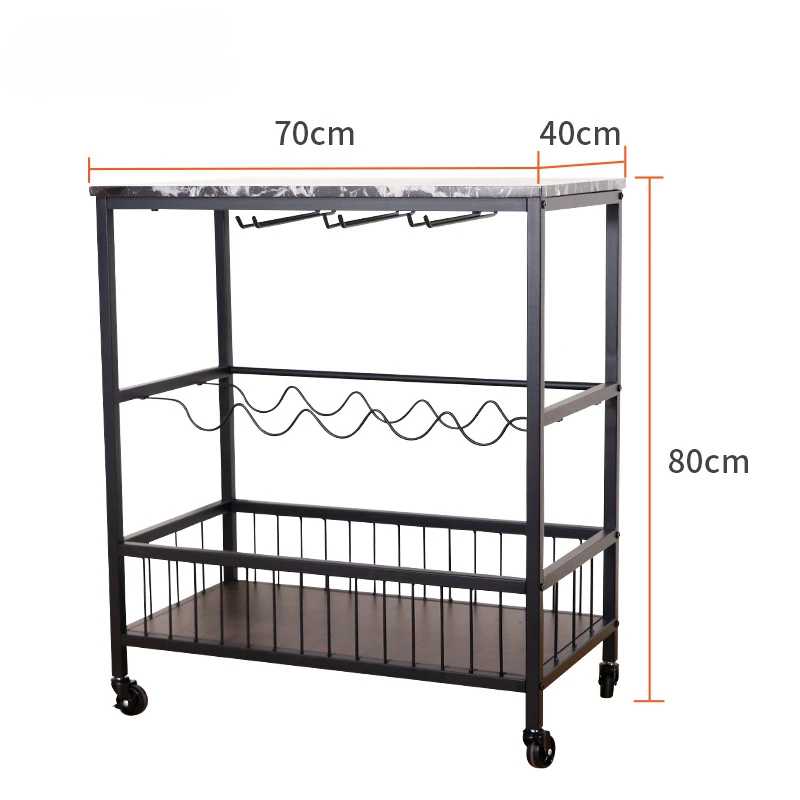 Multifunctional Drawers Storage Carts with Wine Rack