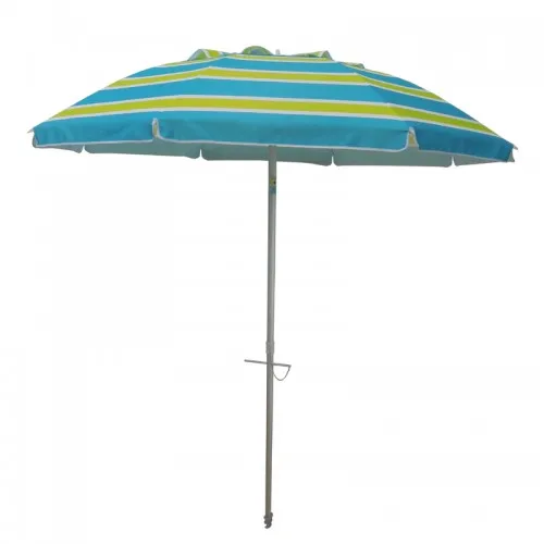 China Wholesale Sier Coated Straight Pattern Beach Umbrella Portable Folding and Windproof Big Stripe Printed for Adults