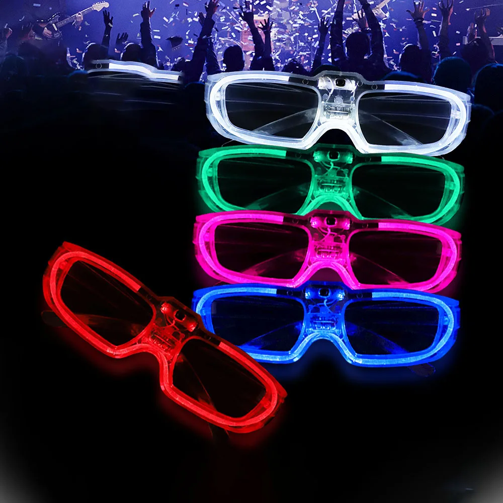 LED Toy Color Shutter Glow Glasses Party LED Eye Glasses  Birthday Party Supplies Flash Changing 3D Luminous Glasses