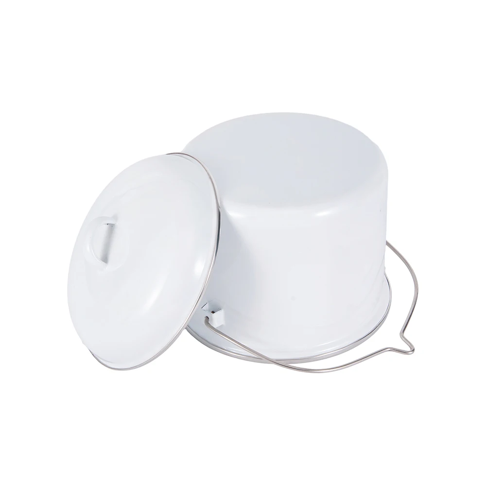 Manufacturer Wholesale Camping Outdoor 3000ml Over Fire Enamelware Vintage White Enamel Pot