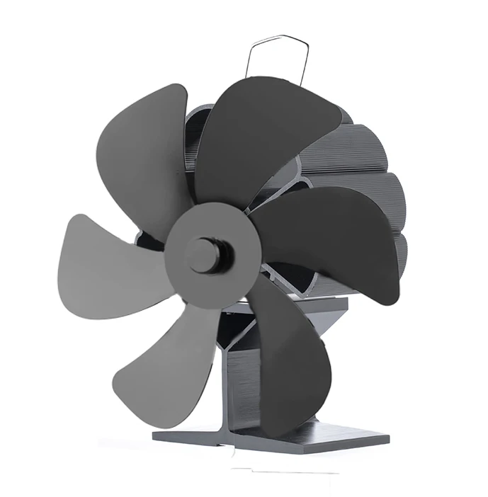 Black Fireplace Fan with 6 Blades Thermally Powered Stove Fan No Batteries or Electricity Required Log Burner Silent Fan