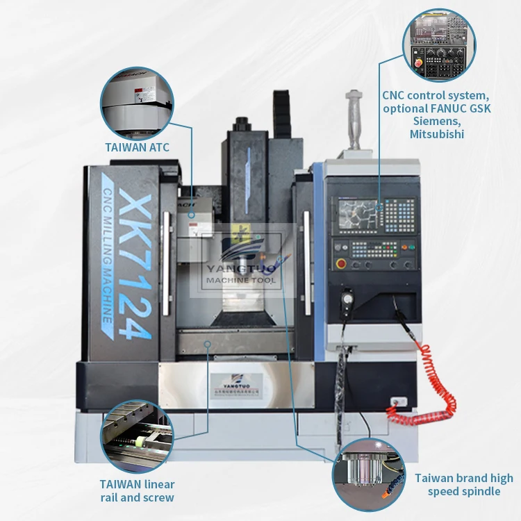 cheap price factory sell FANUC 0i MF system vertical milling machine center XK7124 vmc milling machine