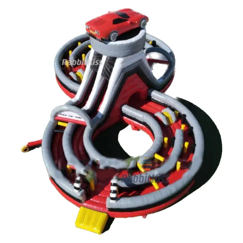 Playground Trampoline Park Rides Inflatable Obstacle Race Adult Commercial Racing Track Inflatable Dry Slide For Kids