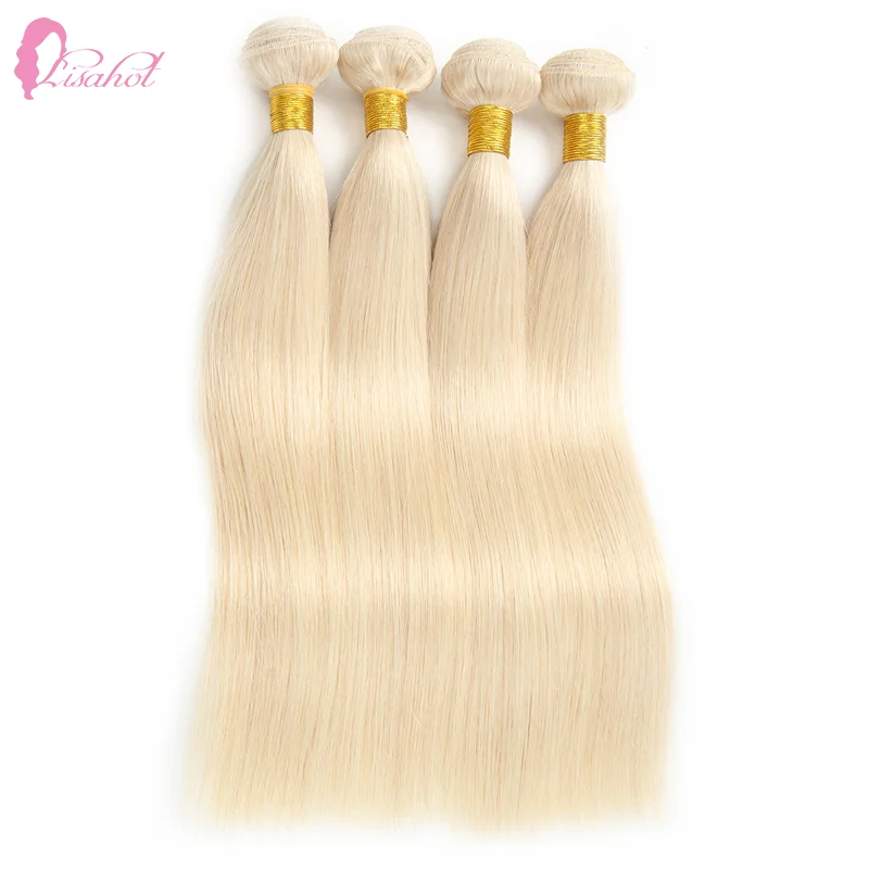 LISAHOT Low Price Thin Weft Raw Remy Cuticle Aligned Straight Russian 613 Blonde Virgin Hair Bundle For Black Women