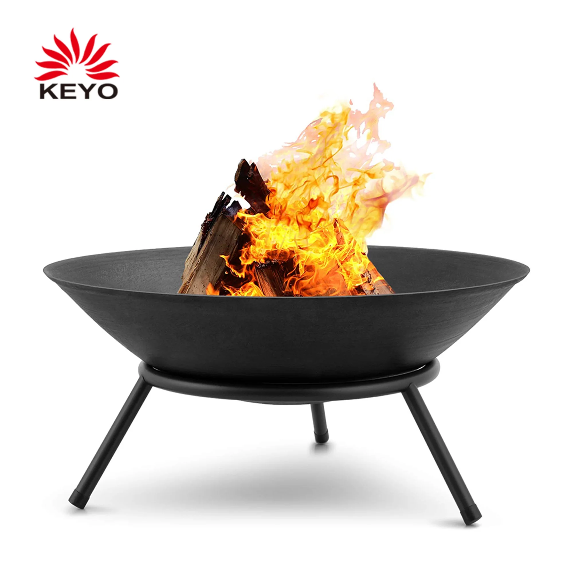  2021 KETO Fire Pit Outdoor Wood Burning 22.6in Чугунная пожарная чаша Пожарная яма Нагреватель Бревенчатая угольная