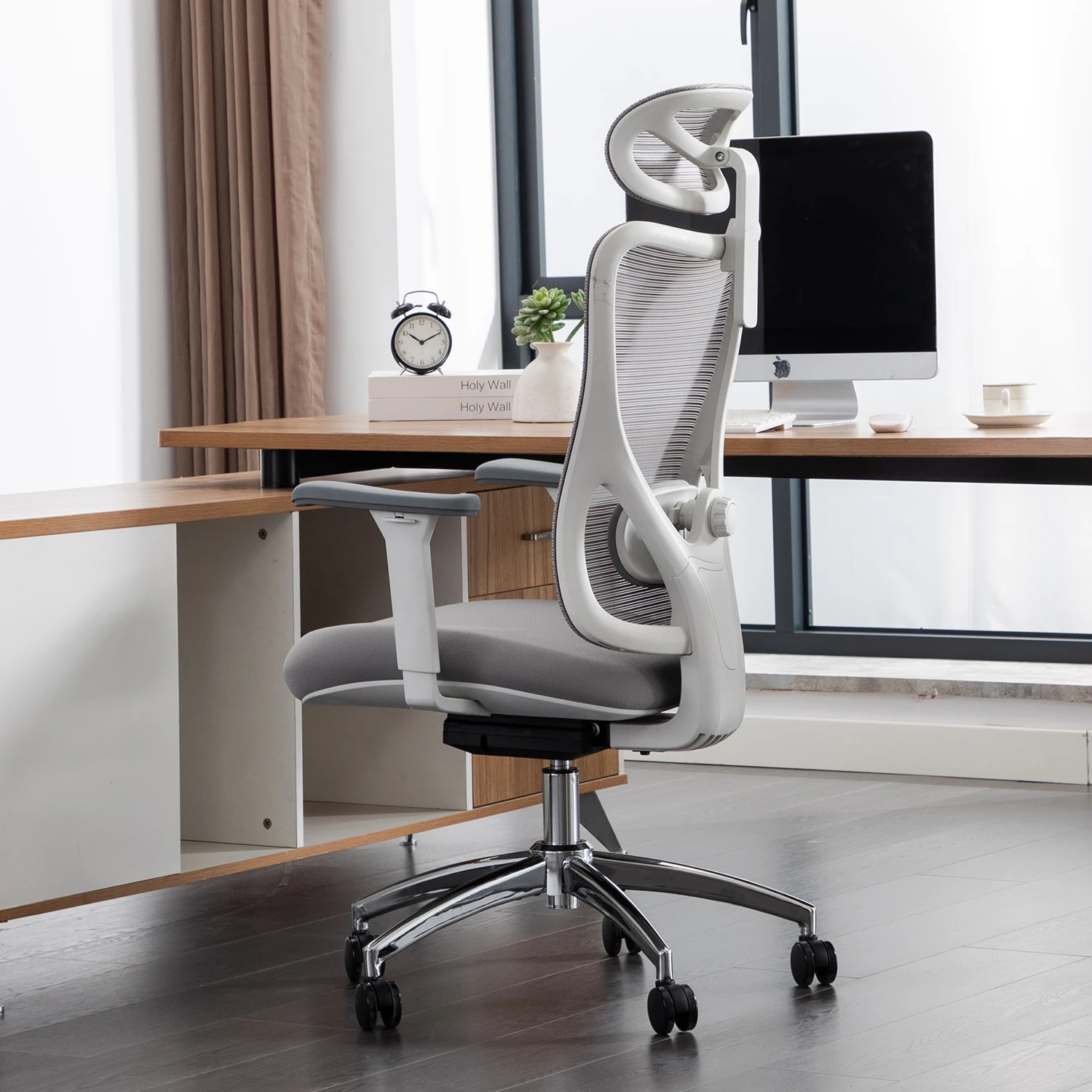 Best Selling Grey Mesh Computer 2d Lumbar Support Cheap Home Tall Reclining 125 degree lumbar support Office Chair Big Ergonomic