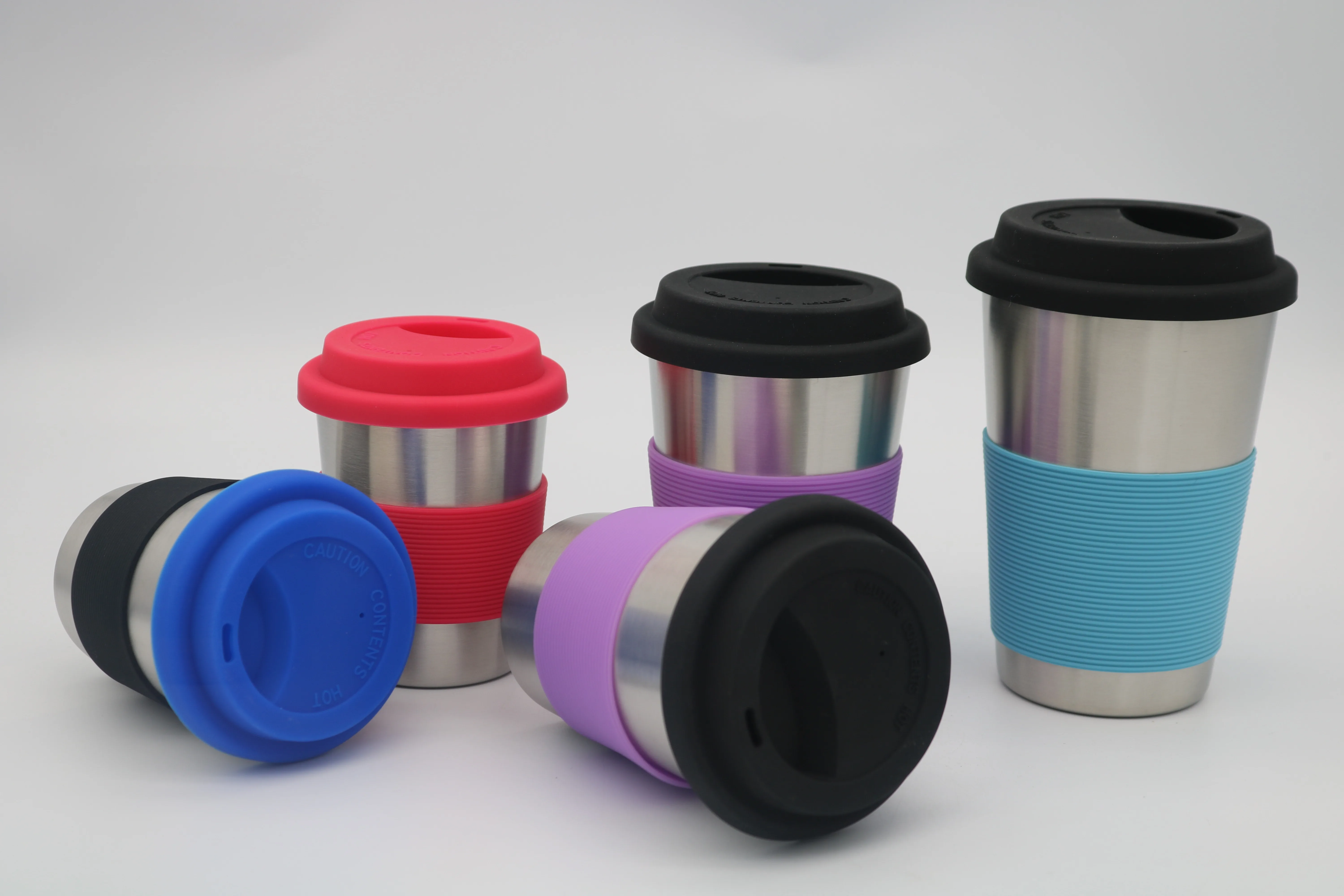 Hot Product 500 ml Stainless Steel Cup With Silicone Grip And Silicone Lid Coffee Mug