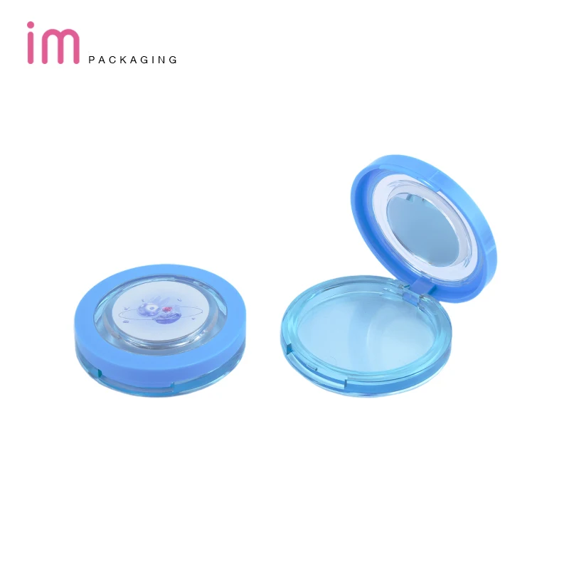 wholesale 59mm round single layer pressed powder compact case transparent compact powder case with mirror