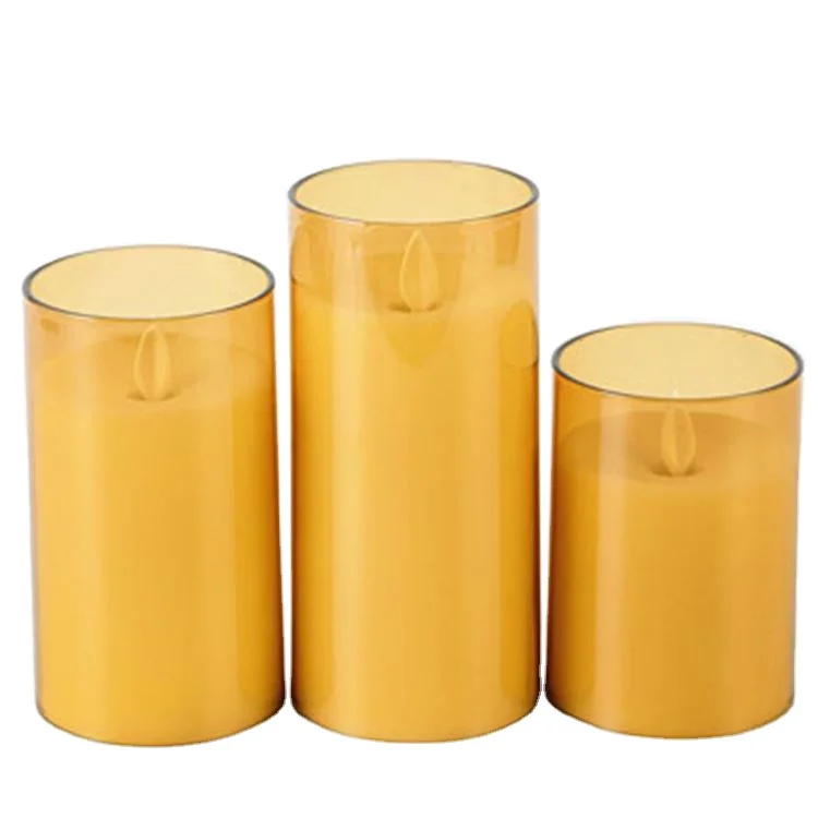 
Best Sale Battery Operated LED Flameless plastic Pillar Candles in Cream with flickering wick 