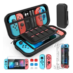 Switch Case Compatible with Nintendo Switch 9 in 1 Accessories kit with Carrying Case, Protective Case, HD Protective Film