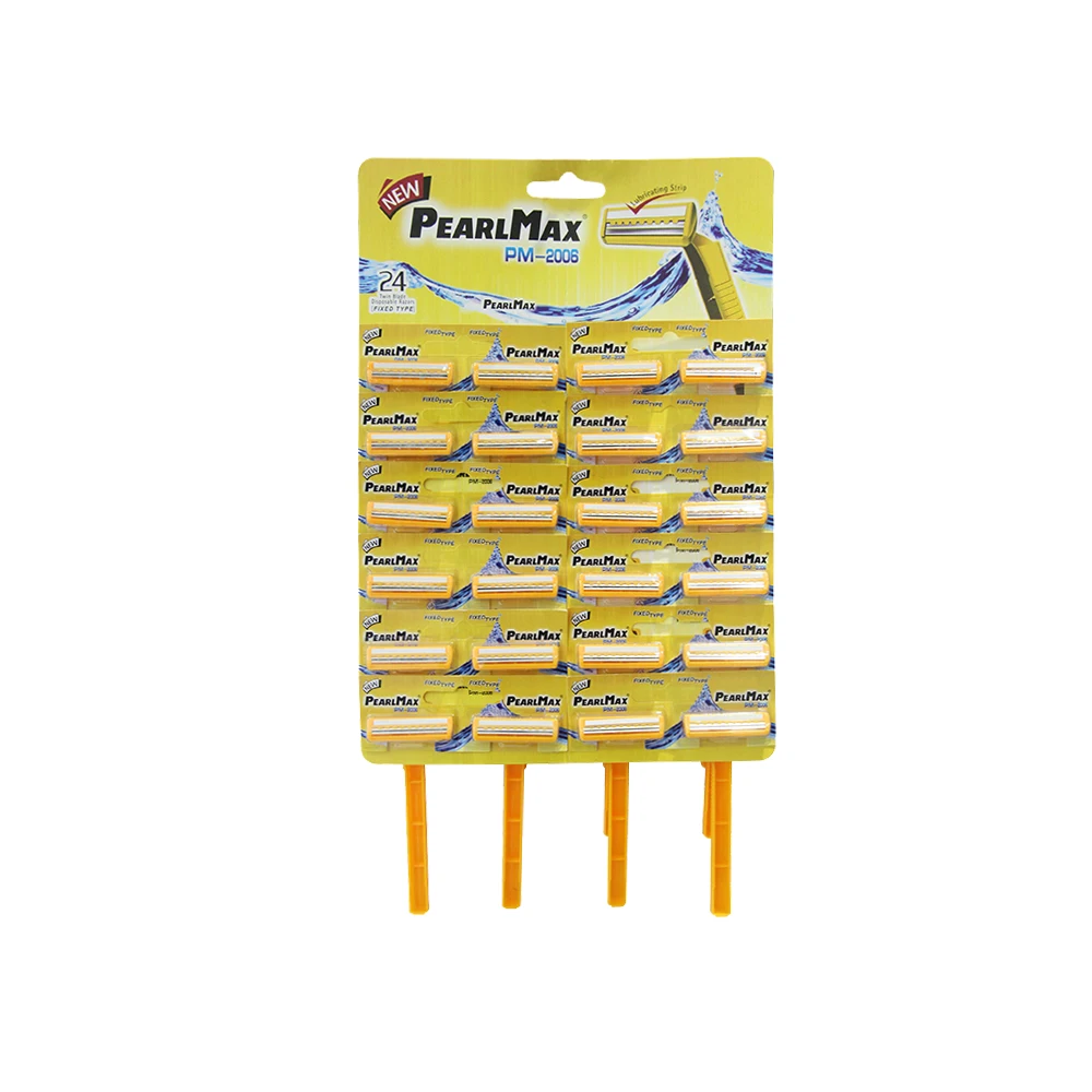 PearlMax Top Fashion Stainless Steel Twin Blades Disposable Razors With Lubricating Strip For Men