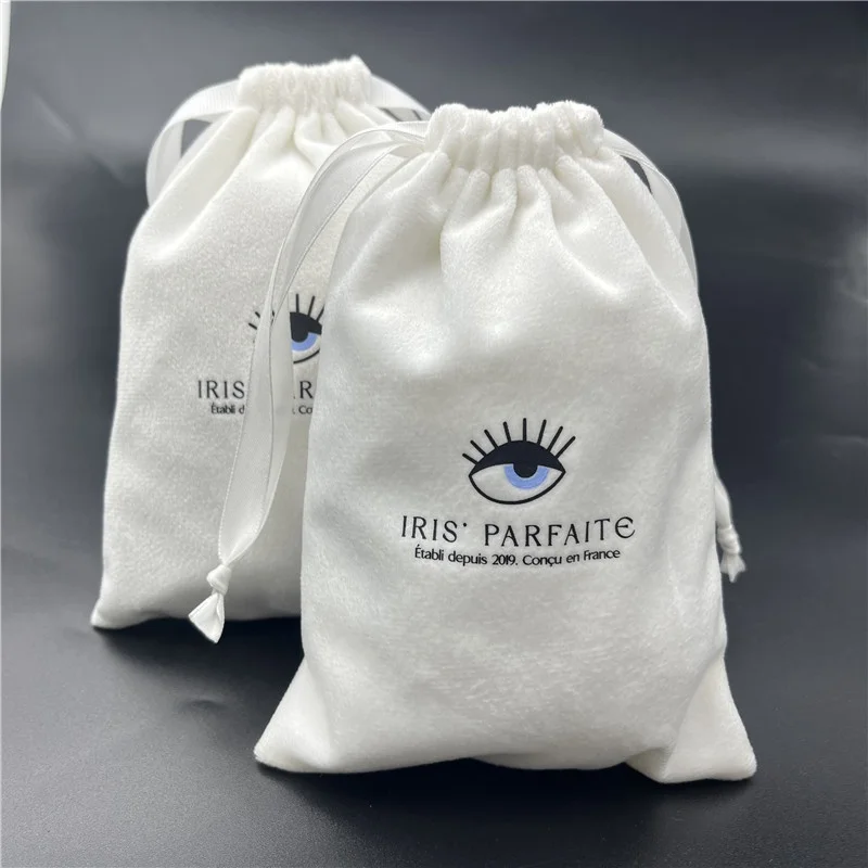 Luxury Jewelry Pouches with Custom Logo Soft Velvet Fabric Small Drawstring Bag Velvet Gift Packaging Bag
