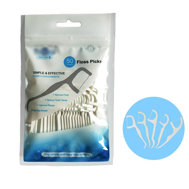50pcs Orthodontic Gum Care Each Bulk Tooth Cleaning Dental Floss Picks