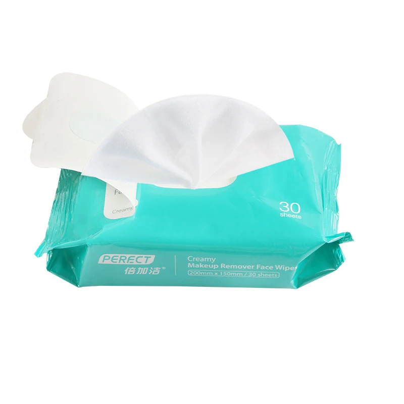 
PERFCT OEM custom logo makeup remover wet wipes cleansing face wipes with organic aloe 