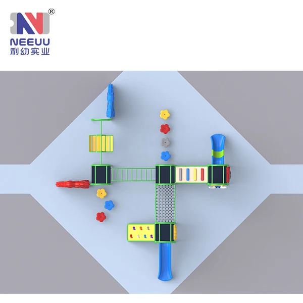 Multi-functional outdoor climbing wall and climbing net plastic slide physical training playground equipment