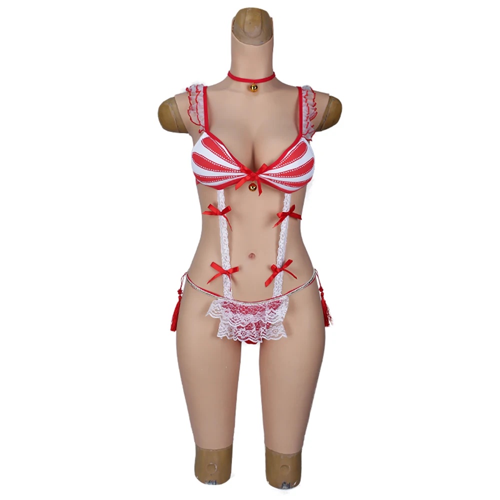 Women Artificial Curve Body Modification Emulational Navel Droplet Breast Shape Silicone Tights Rubber Bodysuit