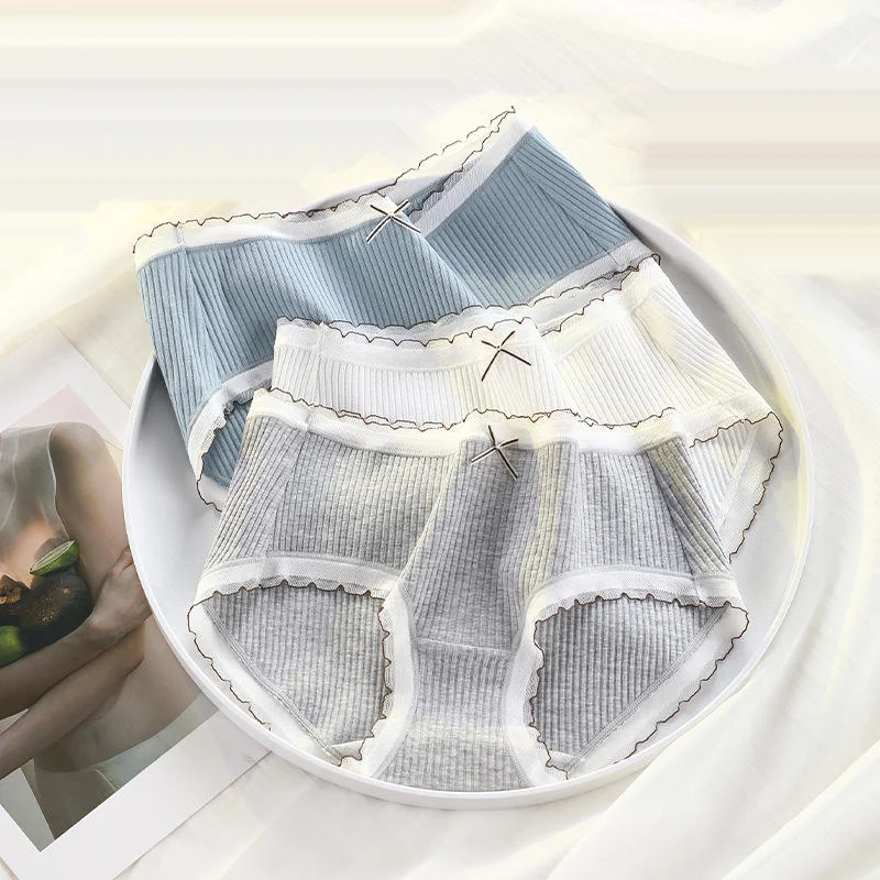 Underwear Female Thread Waist Skin-Friendly Bottom File Students Korean Version Of Seamless Lace Breathable Girl Briefs