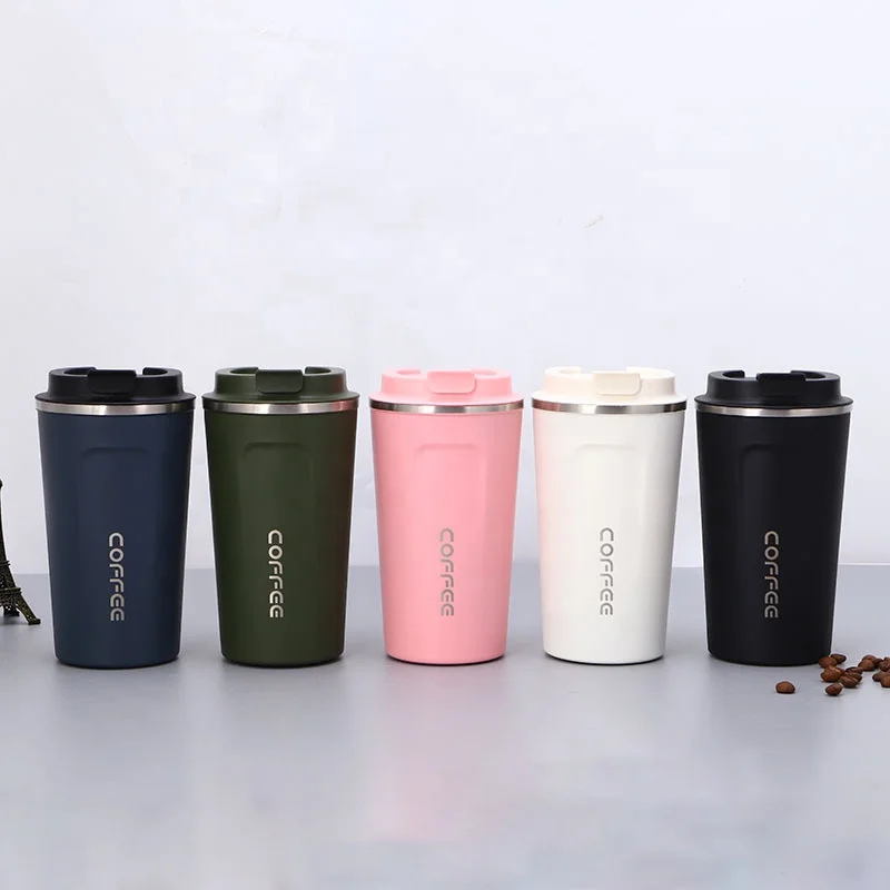 Custom Logo Printed Hip Coffee Tumbler Reusable Powder Coated Travel Mug Stainless Steel Insulated Coffee Cup