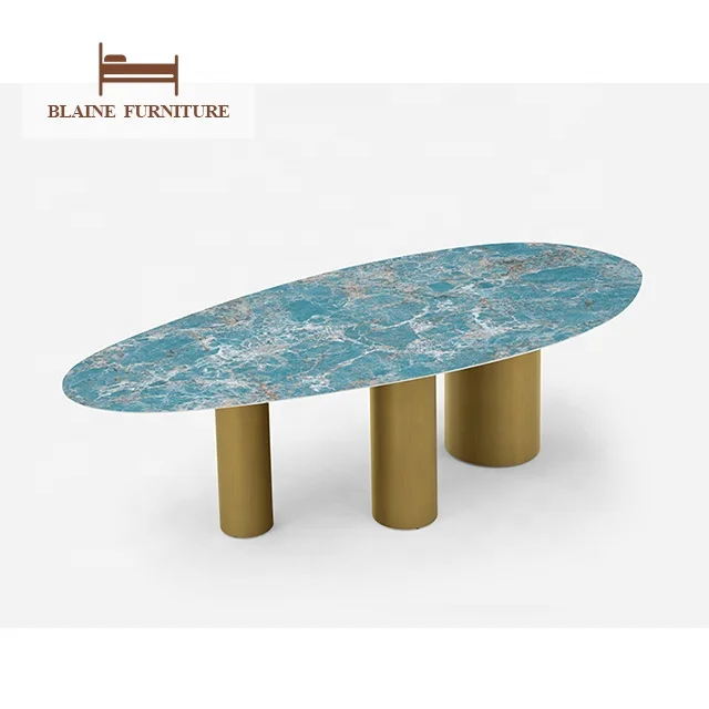 Italian Modern Oval Dining Table Set Esstisch Luxury Marble High End Factory Travertine Stone Marble Dining Table