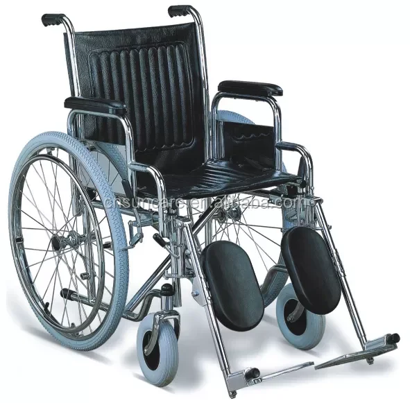SUNCARE 18 Steel Wheelchair Detachable Armrest and Elevating Footrest PVC Leather up Holst Frame with Chrome Finish