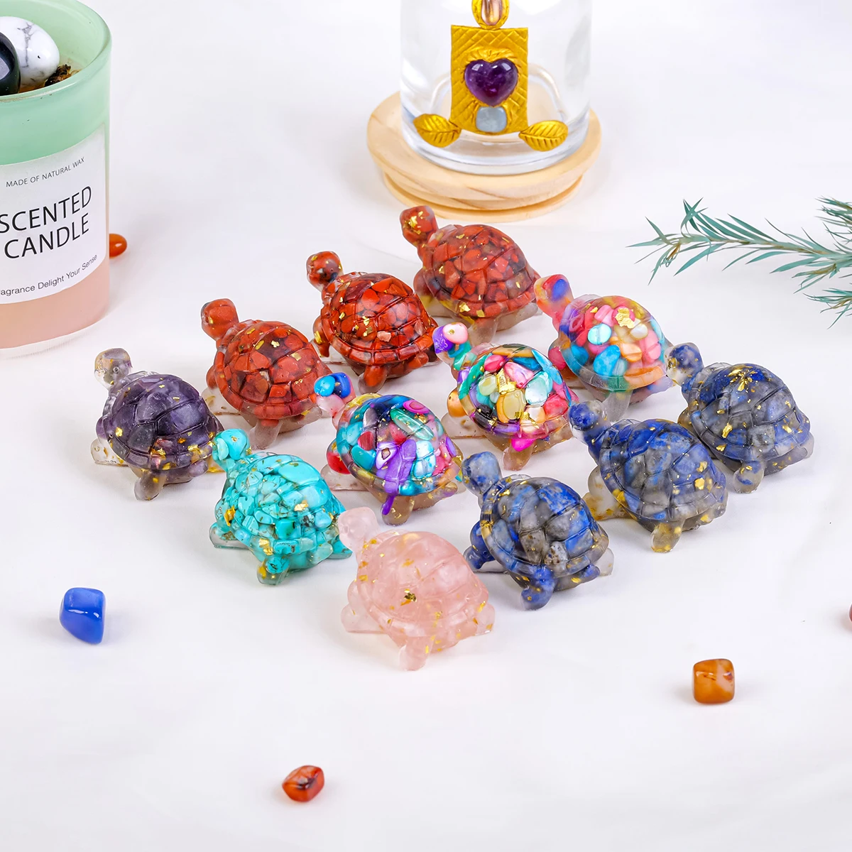 Wholesale Natural Healing Crystal Rose Quartz Epoxy Animals Crafts Carved Resin Gravel Tortoise For Decor