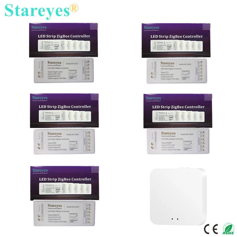 100Pcs LED Strip Smart Tuya Zigbee Controller DC5-24V Warm white CCT RGB RGBW RGBCCT LED Tape Light APP Control Zigbee Gateway