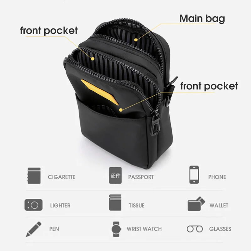 Mini Crossbody Bag Small Shoulder Bag Travel Wallet Passport Holder Messenger Neck Pouch Bag unisex With Headphone Jack