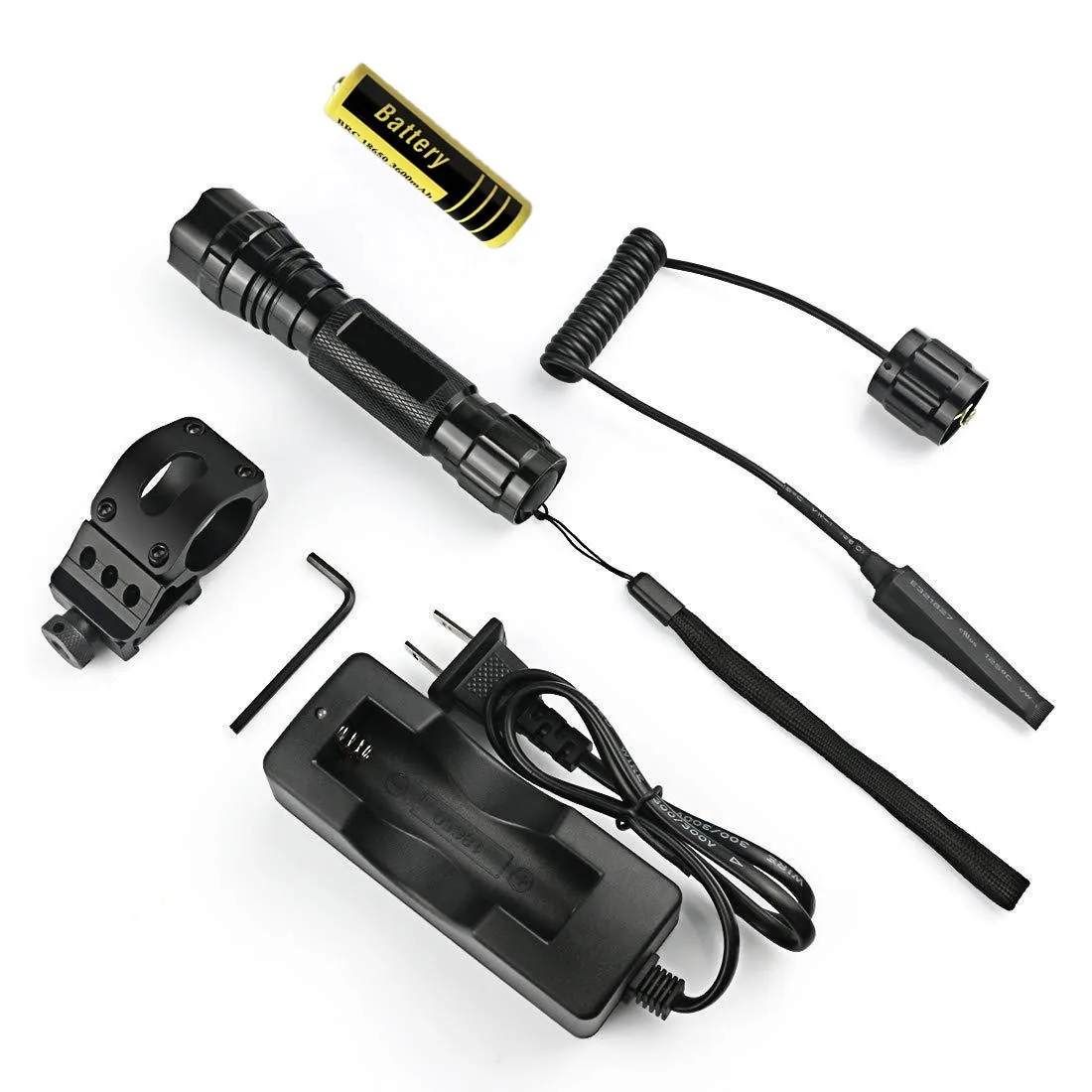 High Power Rechargeable Flashlight Whole Set Waterproof Led Aluminum Flashlight with Mouse Rat Tail Switch for Cycling