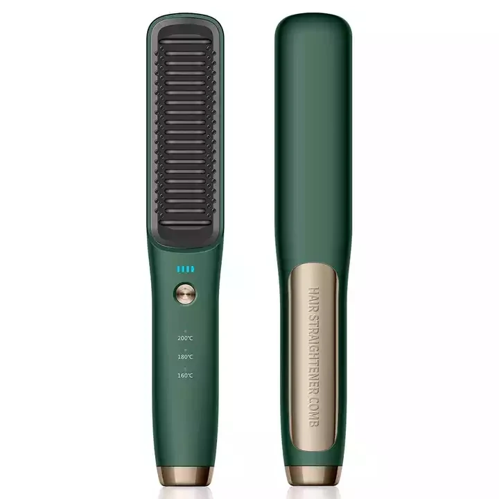 2021 New Design Ionic 2 In 1 Curler Electric Hair Straightener Brush Comb