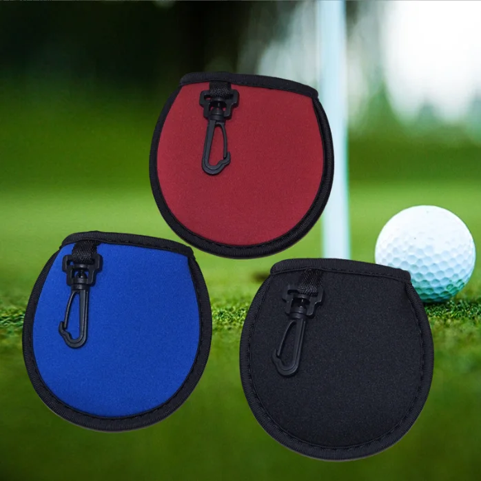 Neoprene Golf Ball Holder Bag Golf Ball Cleaner Pouch With Clip Portable Pocket Golf Ball Washer