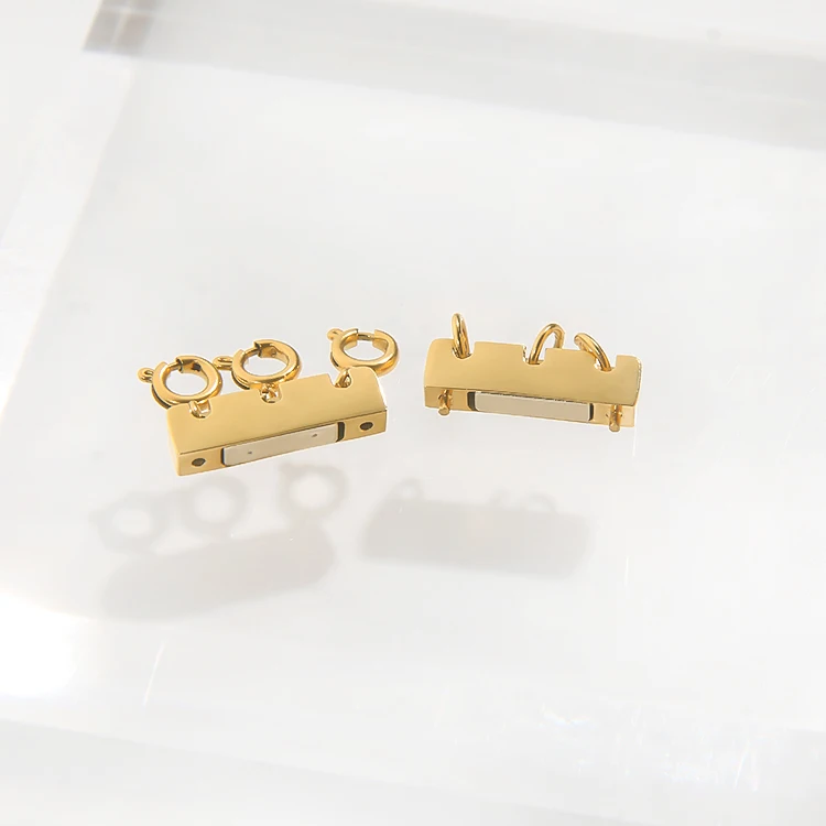 Designer Style Stainless Steel 14k Gold Plated Magnetic Necklet Triple Layering Clasp Chain Accessories