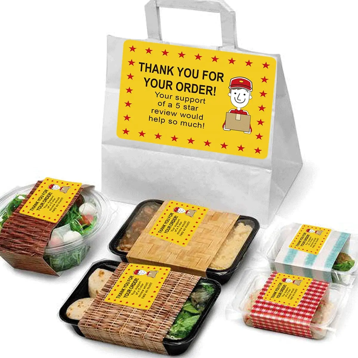 Food Delivery Tamper Evident Stickers & Thank You for Your Order Sticker for Packaging ,Purchase, Customer