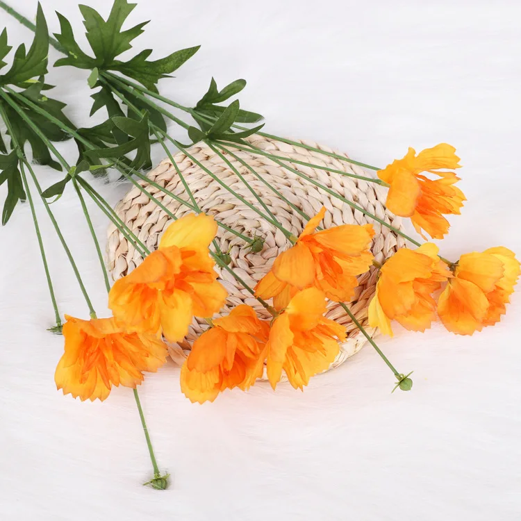 Artificial 7-head british multilayer large white poppy flower for  center pieces with flowers living room decoration