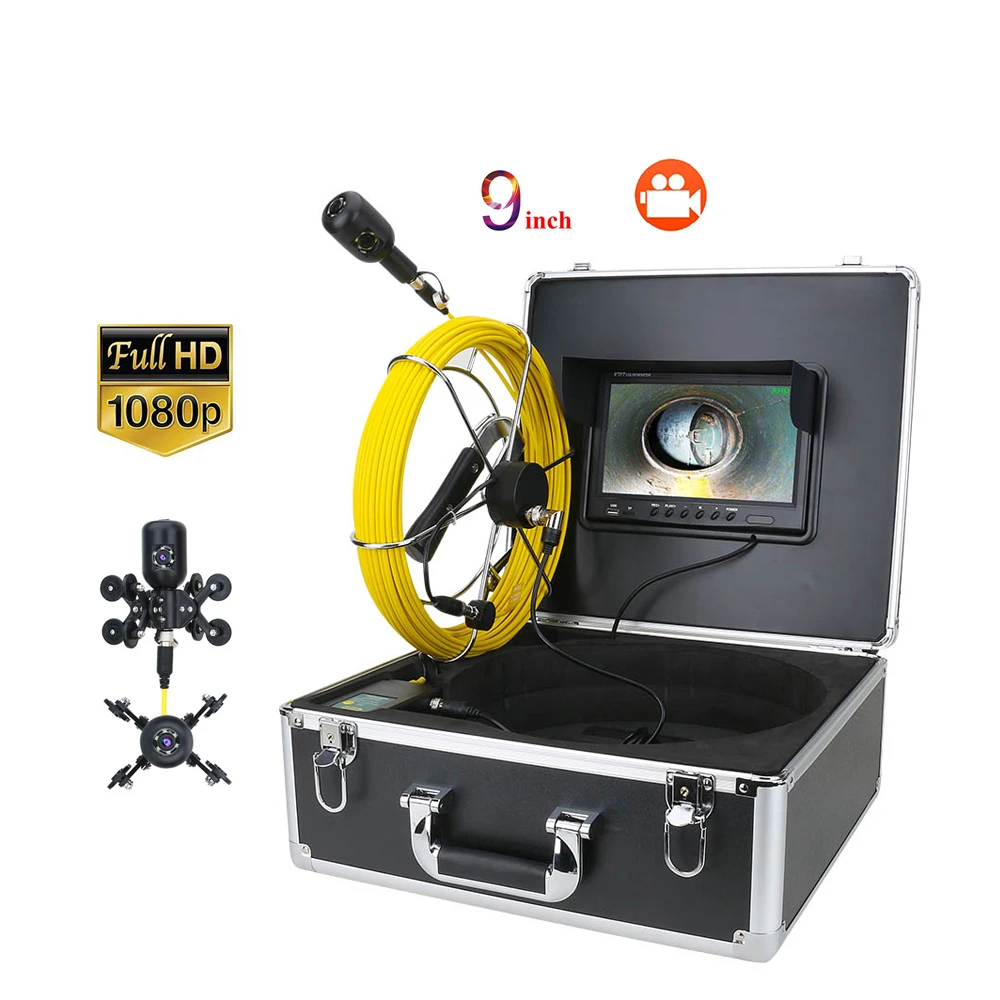 9 inch DVR 30M 50M 1080P HD Dual Camera Lens Drain Sewer Pipeline Industrial Endoscope Pipe Inspection Video Camera waterproof