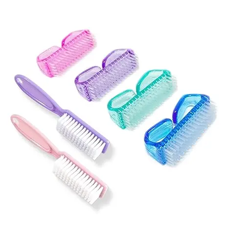 6 Pack Handle Grip Nail Cleaning Brush, Qeedy Fingernail Brush Cleaner Scrub Brush Kit for Toes Shower and Women & Men & Kids